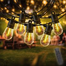Guirlande Guinguette IP65 LED 15M 15 Bulbes Filament Allongé Dimmables Avec Télécommande