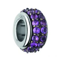 Ladies Links Of London Sterling Silver Pave Rondel Amethyst Pave Bead