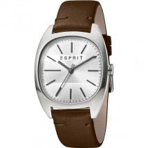 Esprit Infinity Men's Watch featuring a Dark Brown Leather Strap and Silver Dial