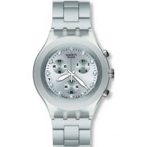Mens Swatch Full-Blooded Silver Chronograph Watch