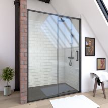 Aurlane Douche Schuifdeur Factory - 120x200cm - Mat Zwart Aluminium - 6mm Veiligheidsglas