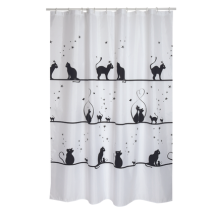 Msv Douchegordijn Kittens Zwart 180cm