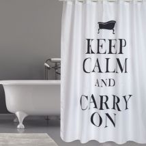 Msv Douchegordijn Keep Calm Zwart 180cm