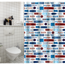 Msv Douchegordijn Labels Multikleur 180cm