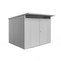 Biohort Metalen Tuinhuis Avantgarde - Zilver Metallic - 260x260cm - Dubbele Deur - Met Lessenaarsdak