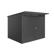 Biohort Metalen Tuinhuis Avantgarde - Donkergrijs Metallic - 260x260cm - Dubbele Deur - Met Lessenaarsdak
