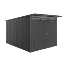 Biohort Metalen Tuinhuis Avantgarde - Donkergrijs Metallic - 260x380cm - Enkele Deur - Met Lessenaarsdak