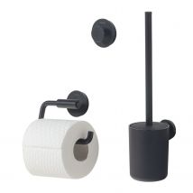 Tiger Toiletaccessoireset Urban Toiletborstel Met Houder + Toiletrolhouder Zonder Klep + Handdoekhaak Zwart