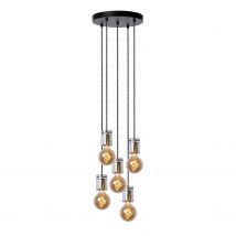 Lucide Hanglamp Gelka Gerookt Glas Ø30cm 5xe27