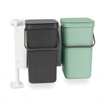 Brabantia Afvalscheidingsbak Sort & Go - Kunststof - Jade Green En Donkergrijs - 28.5x28.5x50.5cm - 2x12l