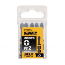 Dewalt Schroefbits - Extreme Impact Torsion - Phillips Ph2 Impact - 57mm - 5 Stuks