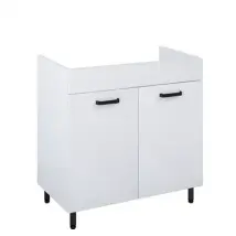 Royo Wastafelonderkast Ava 80cm - Wit Hoogglans - Met 2 Deuren - Met Zwarte Handgrepen En Poten - 80x83,5x45,6cm