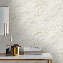 Easy Décor Vliesbehang Carrara Marmer - Wit - Goud - 10,05m X 52cm