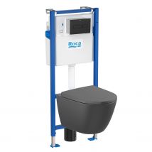 Roca Nest Inbouwtoilet Set Met Randloze Toiletpot - Zwart Mat