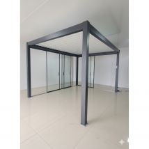 Green Outside Glazen Schuifwand - 4m - Accessoire Voor Pergola Actual - 8mm - Zwart - Aluminium