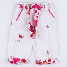 Pantalon blanc, rose - Cadet Rousselle - Blanc - fille & 12 mois - Seconde main