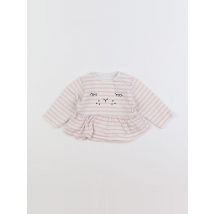 Tee-shirt blanc, rose - Zippy - Blanc - fille & 0/1 mois - Seconde main
