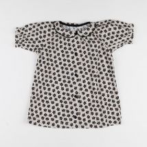 Blouse fleurs noires, beige - Frangin Frangine - Beige - fille & 8 ans - Neuf
