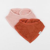 Lot de 2 bavoirs bandana Hush Rose - Trixie - Rose - fille & - Neuf