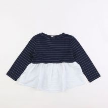 Tee-shirt bleu, blanc - Little Cigogne - Blanc - fille & 2 ans - Seconde main