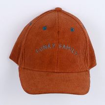 Casquette velours "FUNKY FAMILY" marron - Chamaye - Marron - garçon & 9 mois à 2 ans" - Neuf