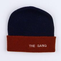 Bonnet "THE GANG" bleu. marron - Chamaye - Bleu - mixte & 3/6 mois" - Neuf