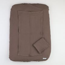 Housse de matelas à langer + 2 langes taupe pralin (neuf) - Cocoeko - Taupe - mixte & - Neuf