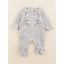 Pyjama velours gris - Vertbaudet - Gris - fille & 1 mois - Seconde main