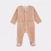 Pyjama bébé rayé brun - Little Cigogne - Marron - mixte & 6 mois - Neuf