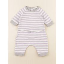 Pyjama coton violet, blanc - Boutchou - Blanc - mixte & 1 mois - Seconde main