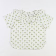 Holi & Love - blouse n°2 blanc,vert (neuf) - 6/7 ans