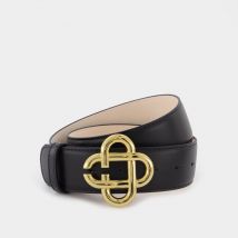 Womens Cc Logo Buckle Belt in Black Leather