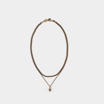 Pave Double Chain Necklace in Brass
