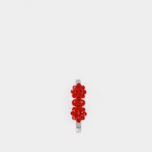 Mini Crystal Flower Hair Clip in Red