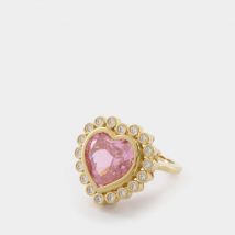 N-Dia Heart Ring 3, Pink/Gold Plated