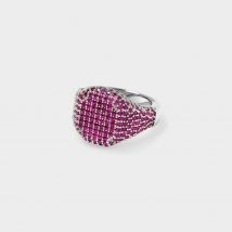 Pave Signet Ring in Purple Silver