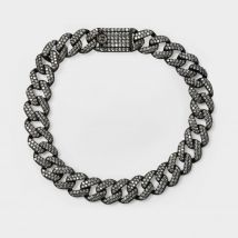 Pave Link Bracelet in Black Silver