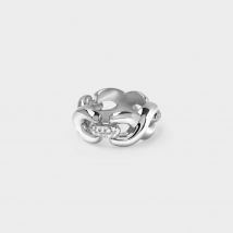 3 Cubic Link Ring in White Gold Plated Silver