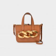 Mini Chain Tote in Camel Grained Leather