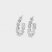 Twist Bold Link Hoop Earrings in Silver Brass