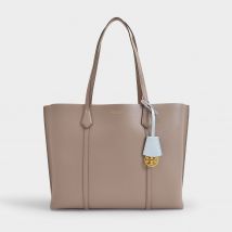 Perry Triple-Compartment Tote Bag in Gray Heron Leather