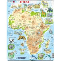 Puzzle Cadre - Carte de l'Afrique et ses Animaux (en Allemand)