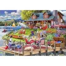 Bluebird Puzzle Lake View Cabin Mountain Time