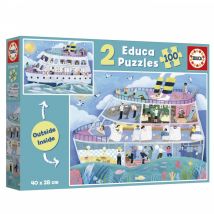 Educa 2 Puzzles - Intérieur/Extérieur - Bateau