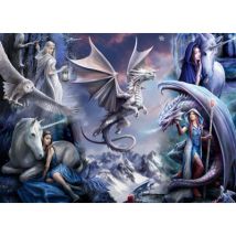 Bluebird Puzzle Anne Stokes - Silver Dragon Collage 1500 Teile Puzzle Bluebird-Puzzle-F-90036