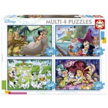 Educa 4 Puzzles - Clásicos Disney (Aladdin. Jungle Book. Alicia. Peter Pan) 50 Teile Puzzle Educa-18105
