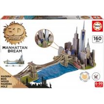 Educa 3D Puzzle - 3D Holzpuzzle - Brooklyn Bridge, Manhattan Dream 160 Teile Puzzle Educa-17000