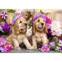 Enjoy Puzzle Spaniel Puppies with Flower Hats 1000 Teile Puzzle Enjoy-Puzzle-1263