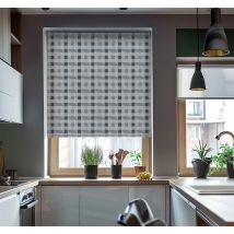 Store enrouleur cuisine motif vichy gris