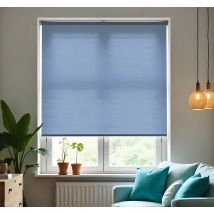 Store enrouleur salon motif fin en jute bleu